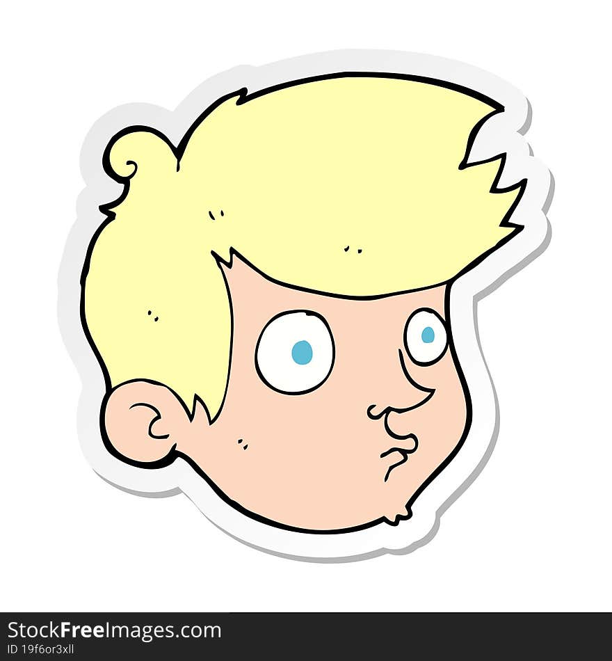 Sticker Of A Cartoon Staring Boy