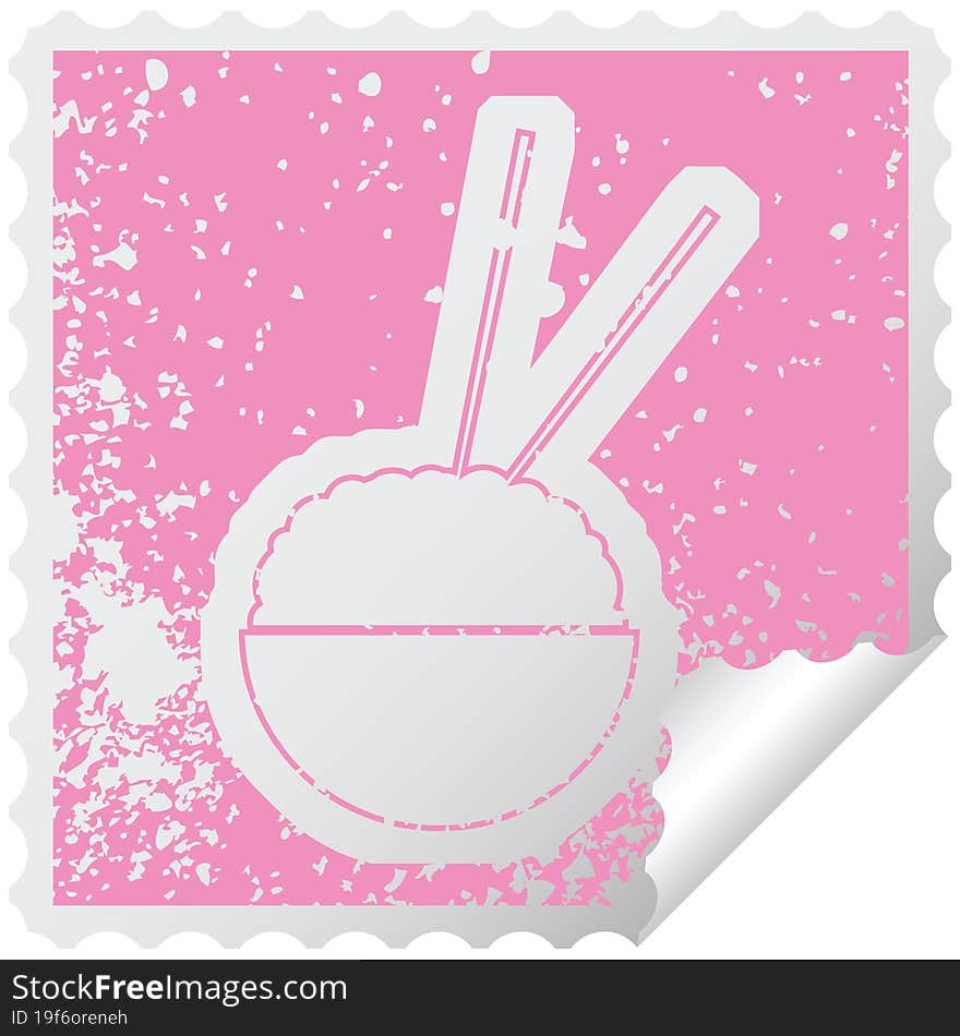 Rice Bowl Distressed Sticker