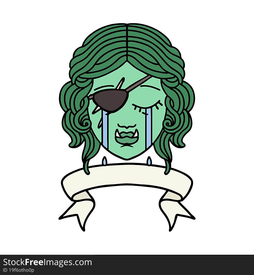 crying orc rogue character face illustration