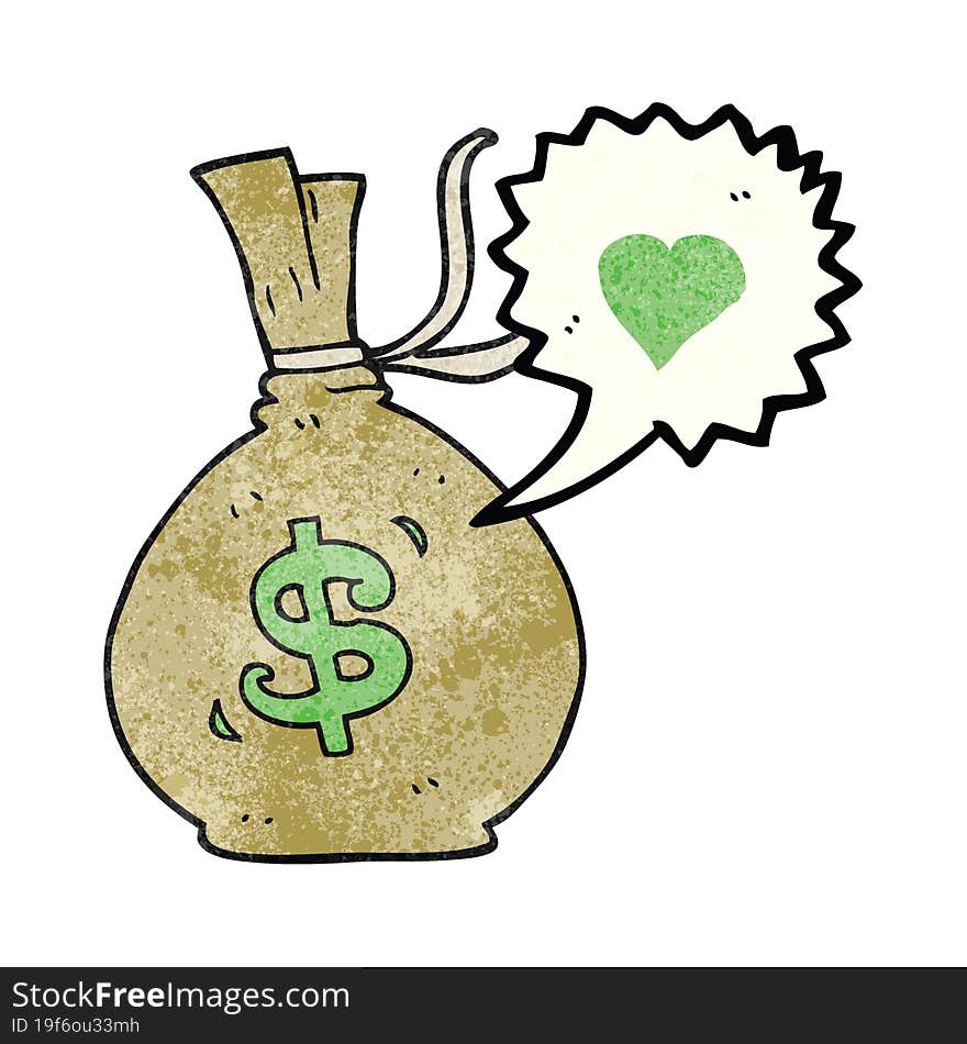 speech bubble textured cartoon bag of money