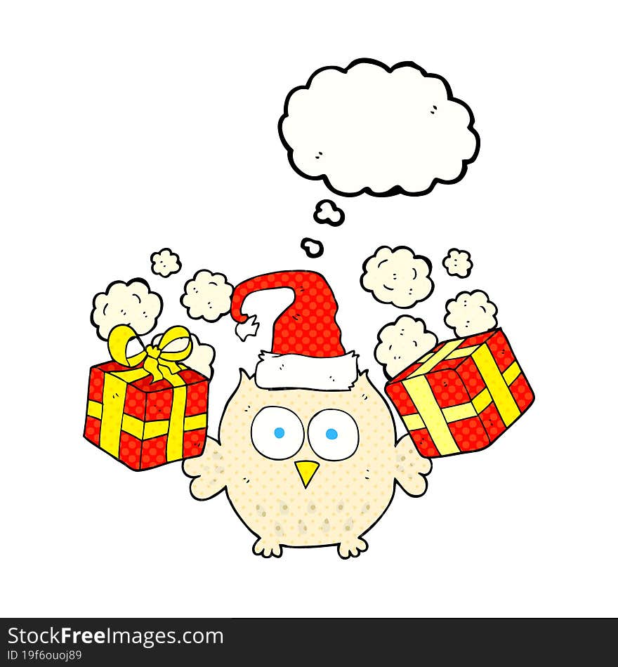 Thought Bubble Cartoon Christmas Owl