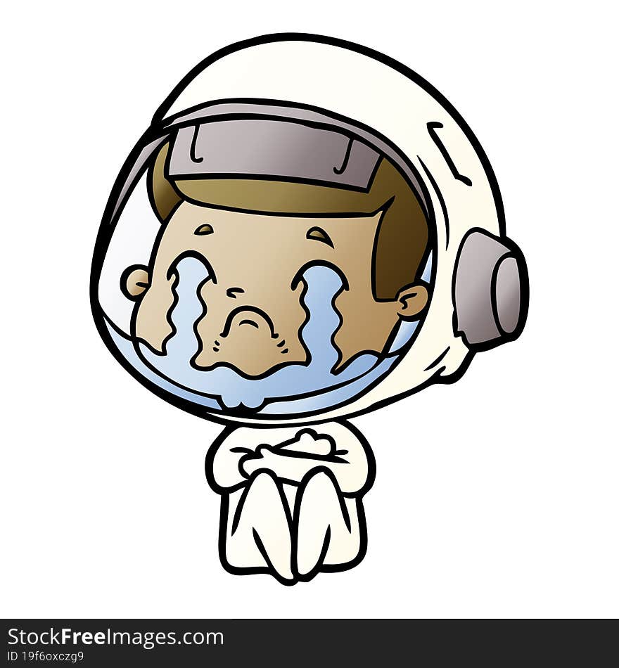 cartoon crying astronaut. cartoon crying astronaut