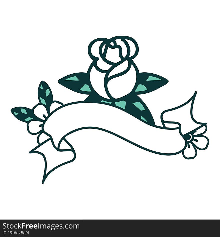 tattoo with banner of a single rose