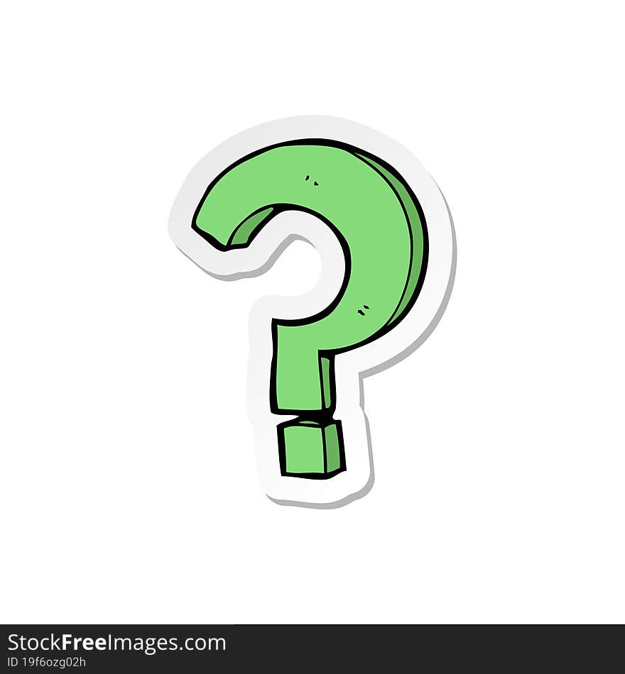 sticker of a cartoon question mark