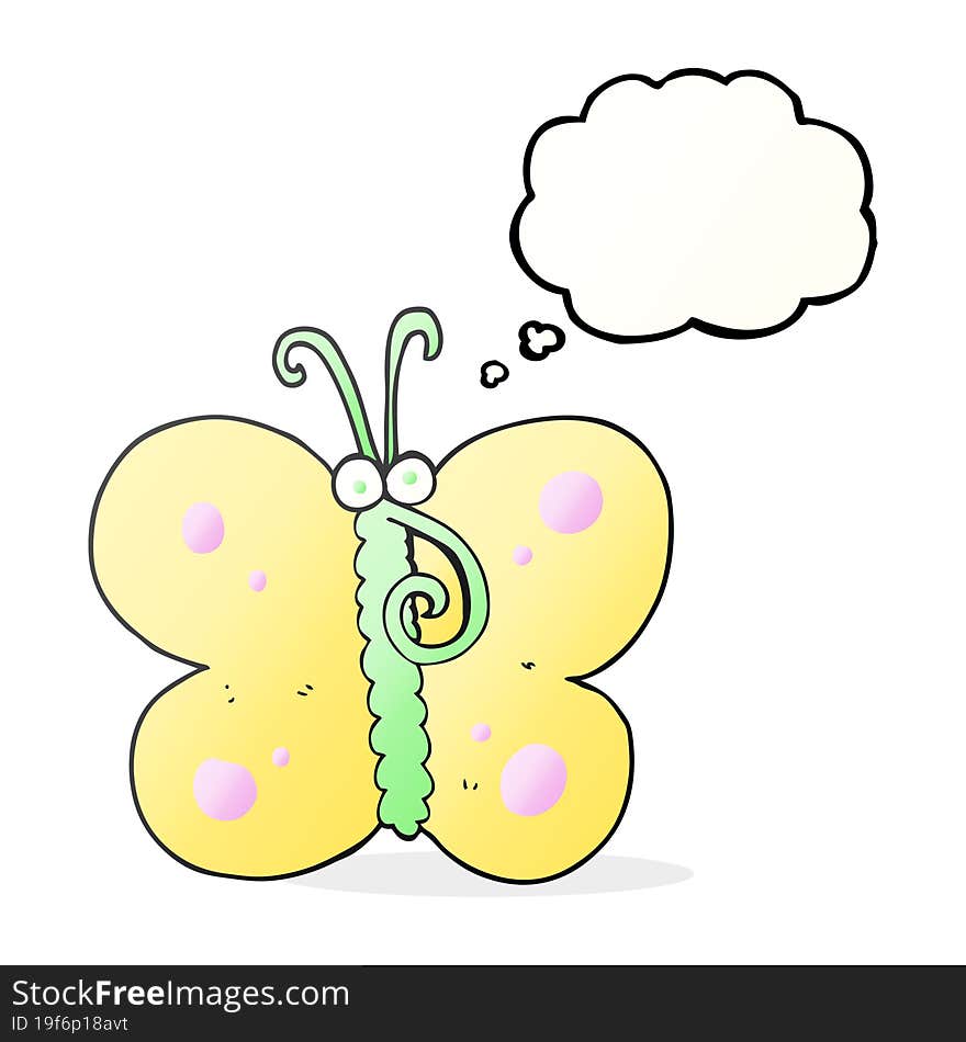 freehand drawn thought bubble cartoon butterfly