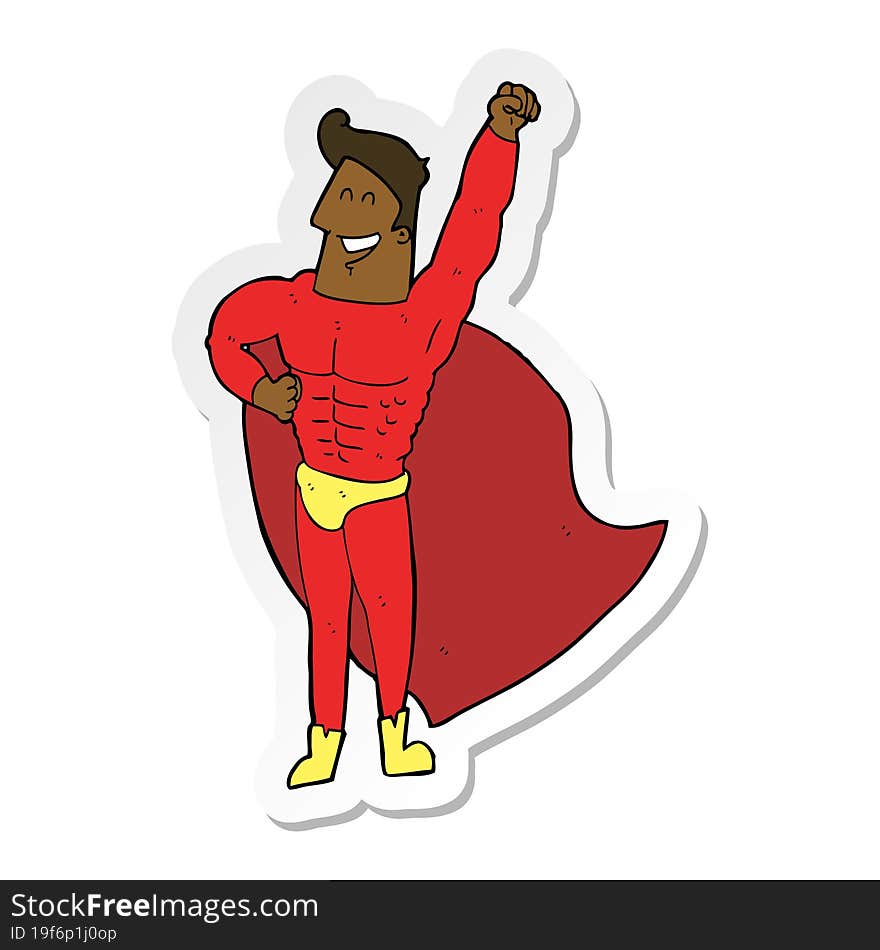 sticker of a cartoon superhero