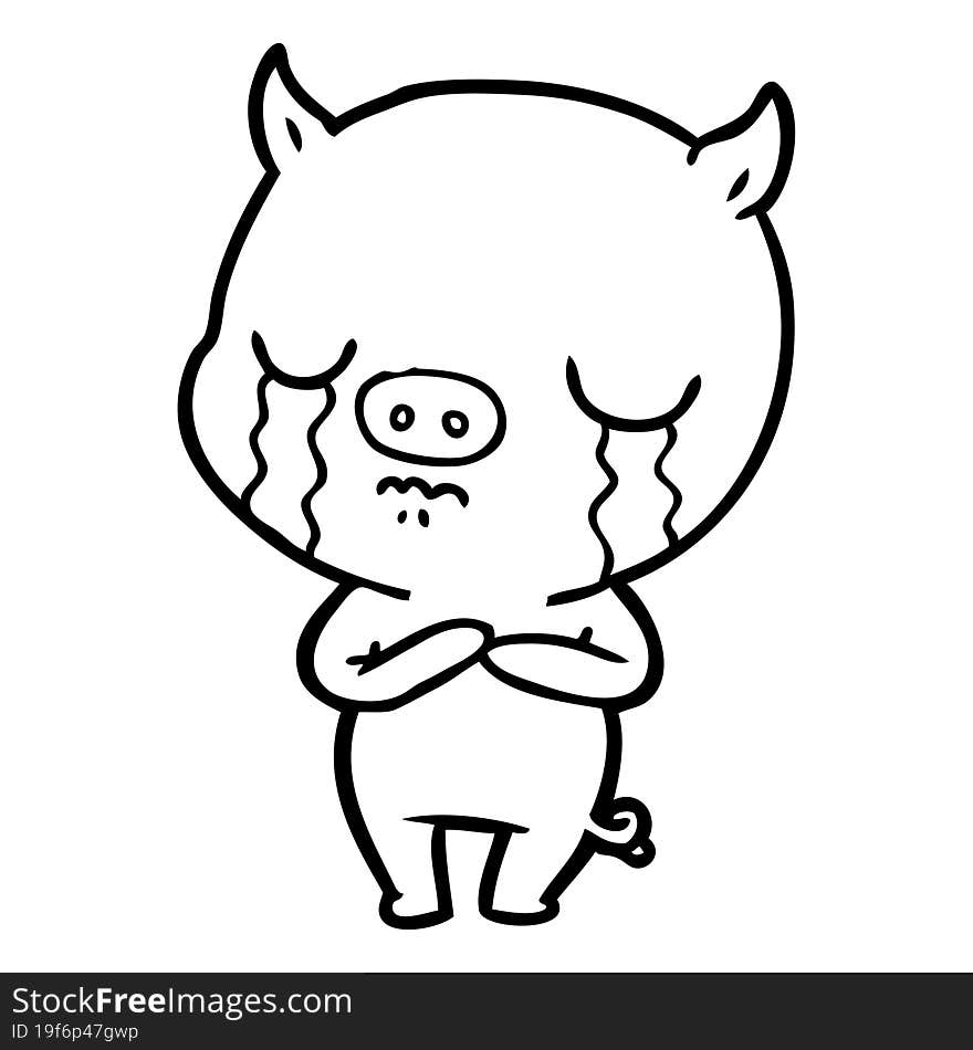 cartoon pig crying. cartoon pig crying