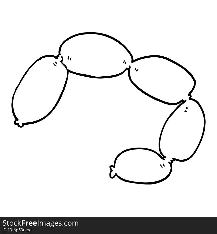 line drawing cartoon string of sausages