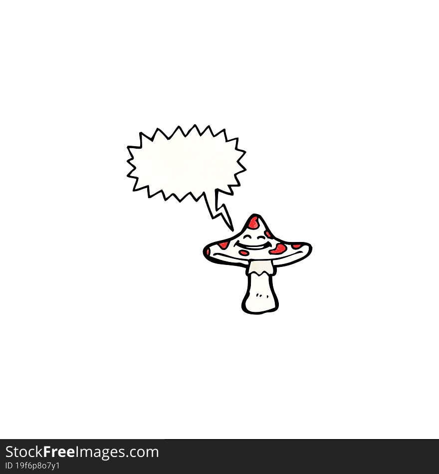 Cartoon Toadstool With Speech Bubble