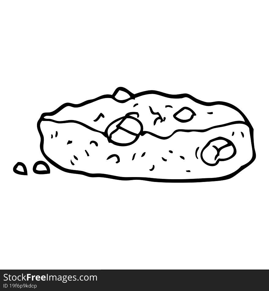 line drawing cartoon choclate chip cookie