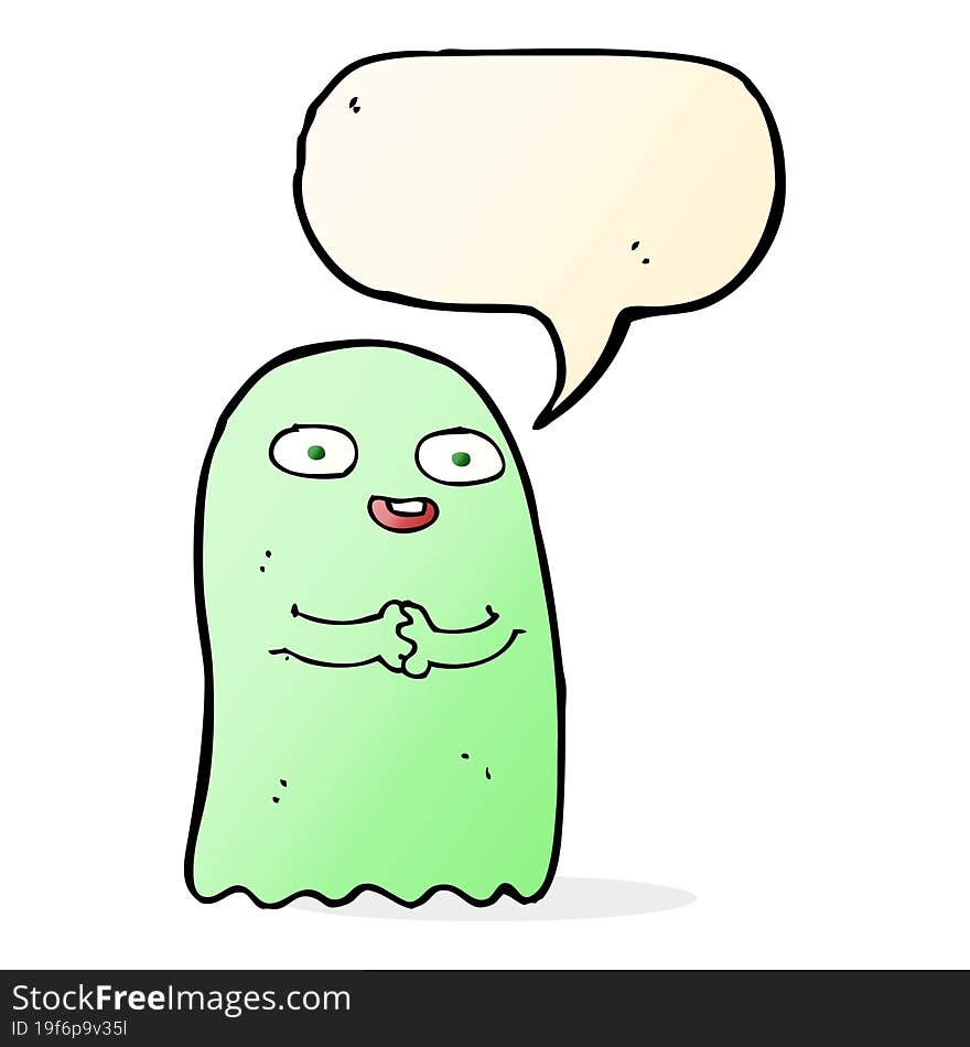 Funny Cartoon Ghost With Speech Bubble