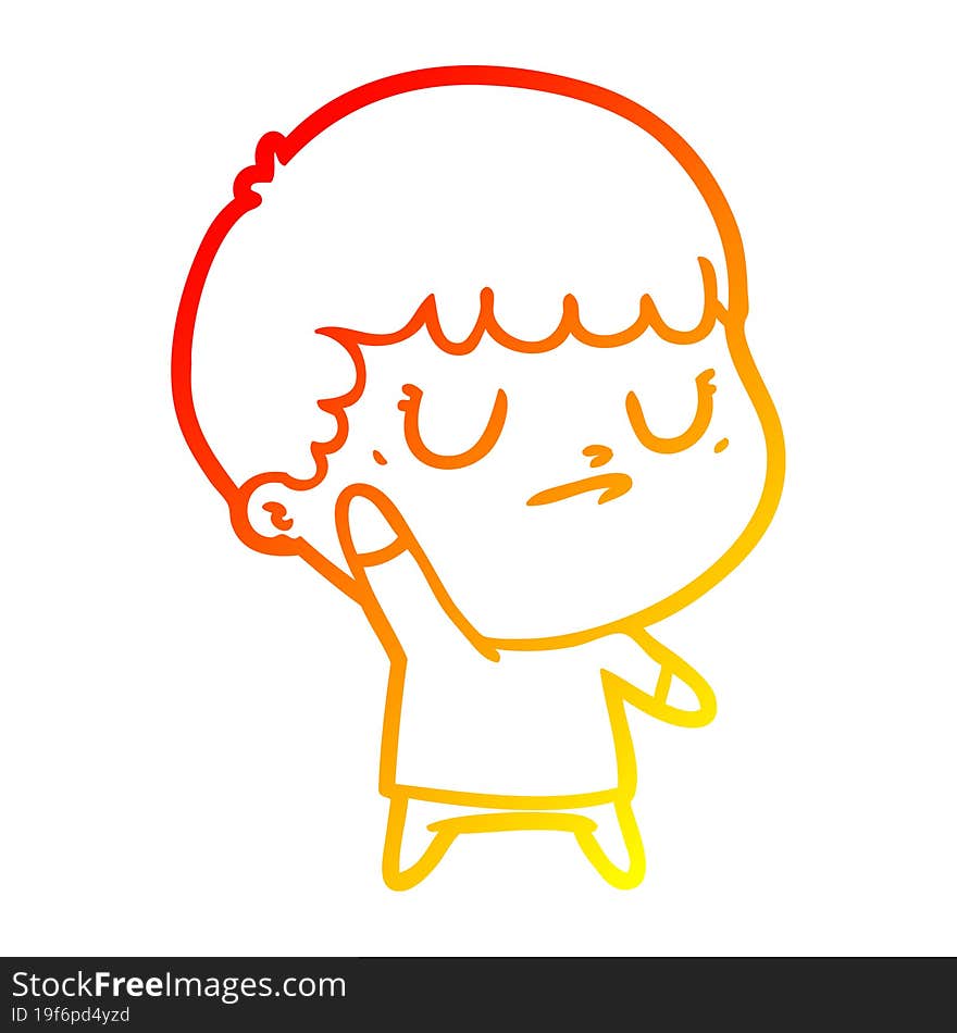 warm gradient line drawing cartoon grumpy boy