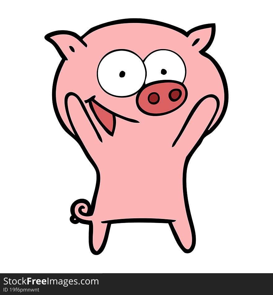 happy pig cartoon. happy pig cartoon