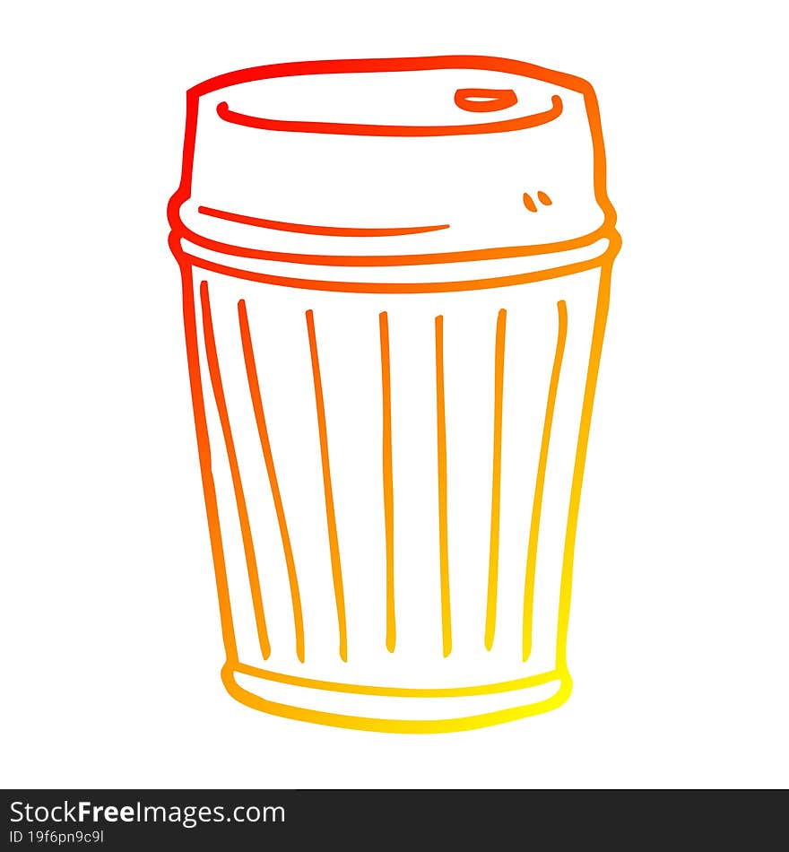 warm gradient line drawing of a cartoon coffee cup