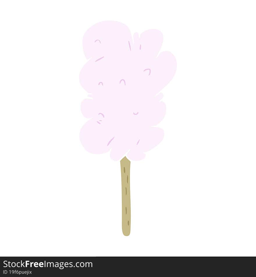 flat color style cartoon candy floss on stick