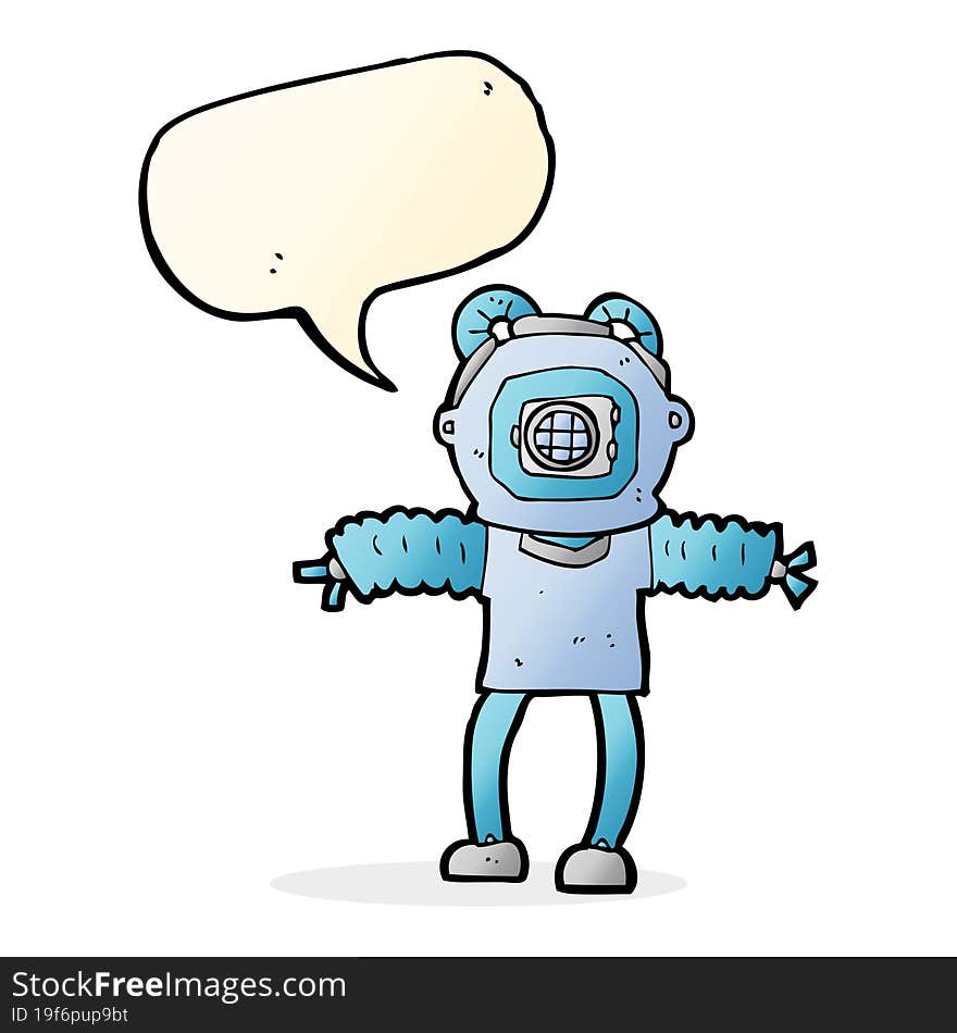 Cartoon Deep Sea Diver With Speech Bubble