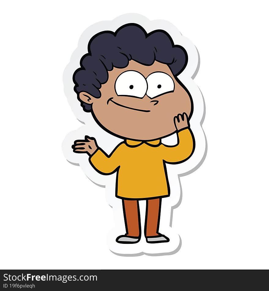 sticker of a cartoon happy man