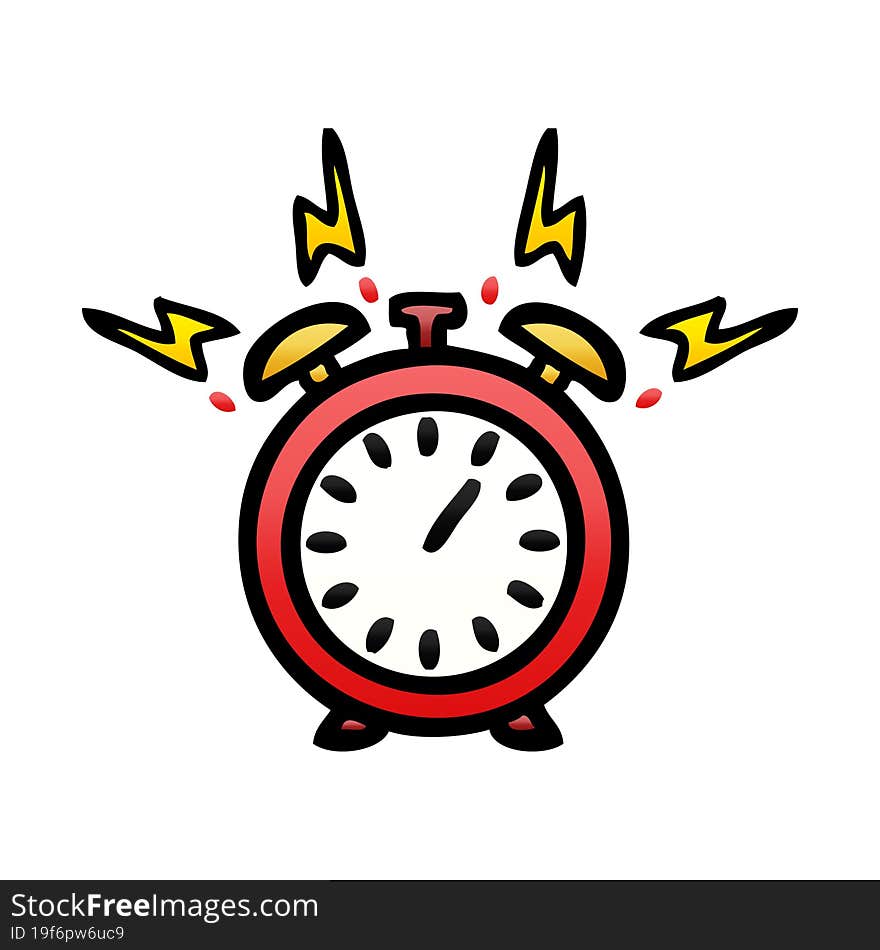 gradient shaded cartoon ringing alarm clock