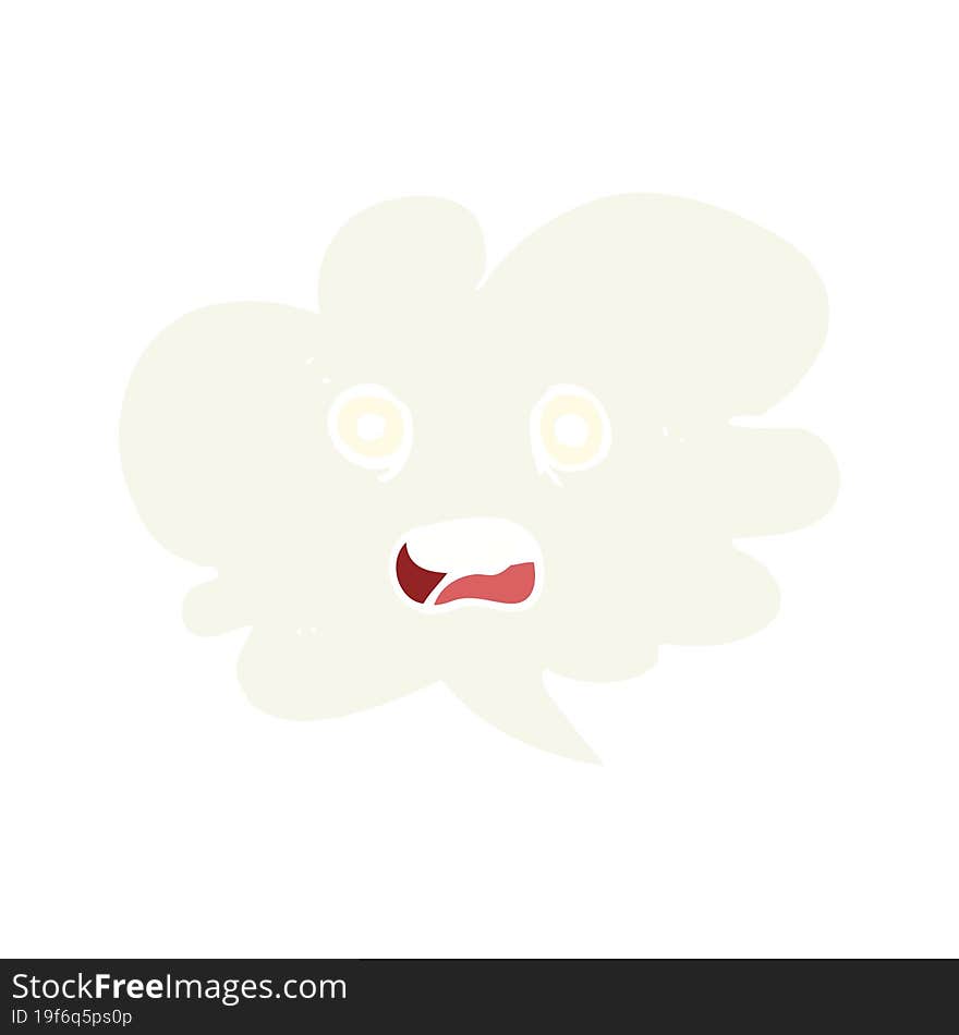 flat color illustration of a cartoon shocked speech bubble