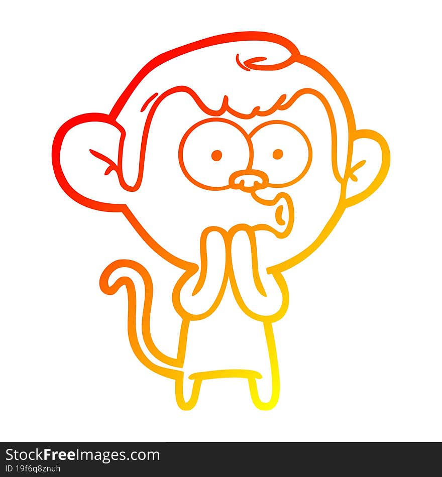 warm gradient line drawing cartoon hooting monkey