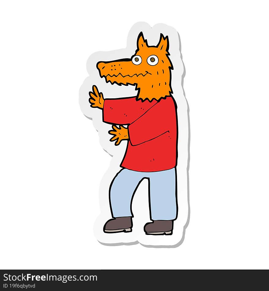 sticker of a cartoon funny fox man