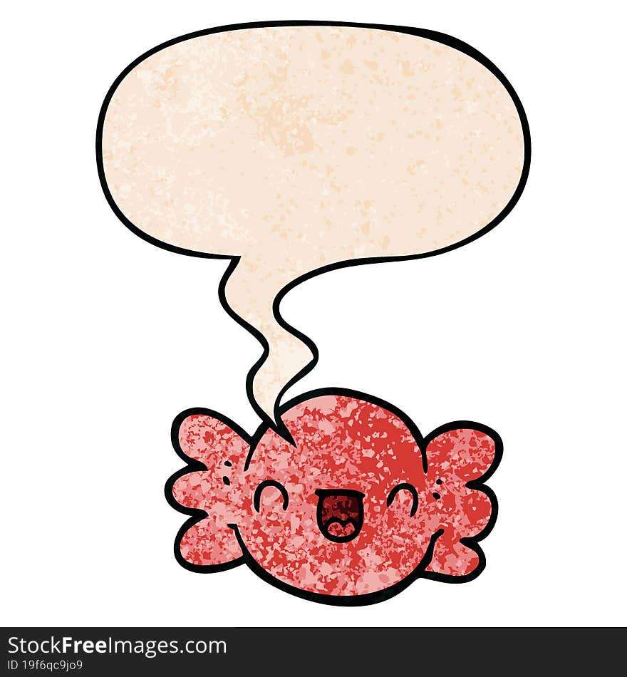 Cartoon Wrapped Candy And Speech Bubble In Retro Texture Style