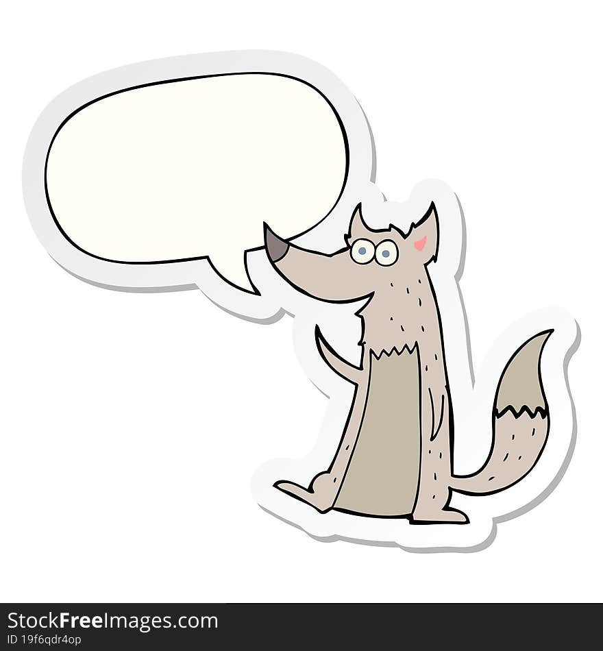 cartoon wolf and speech bubble sticker