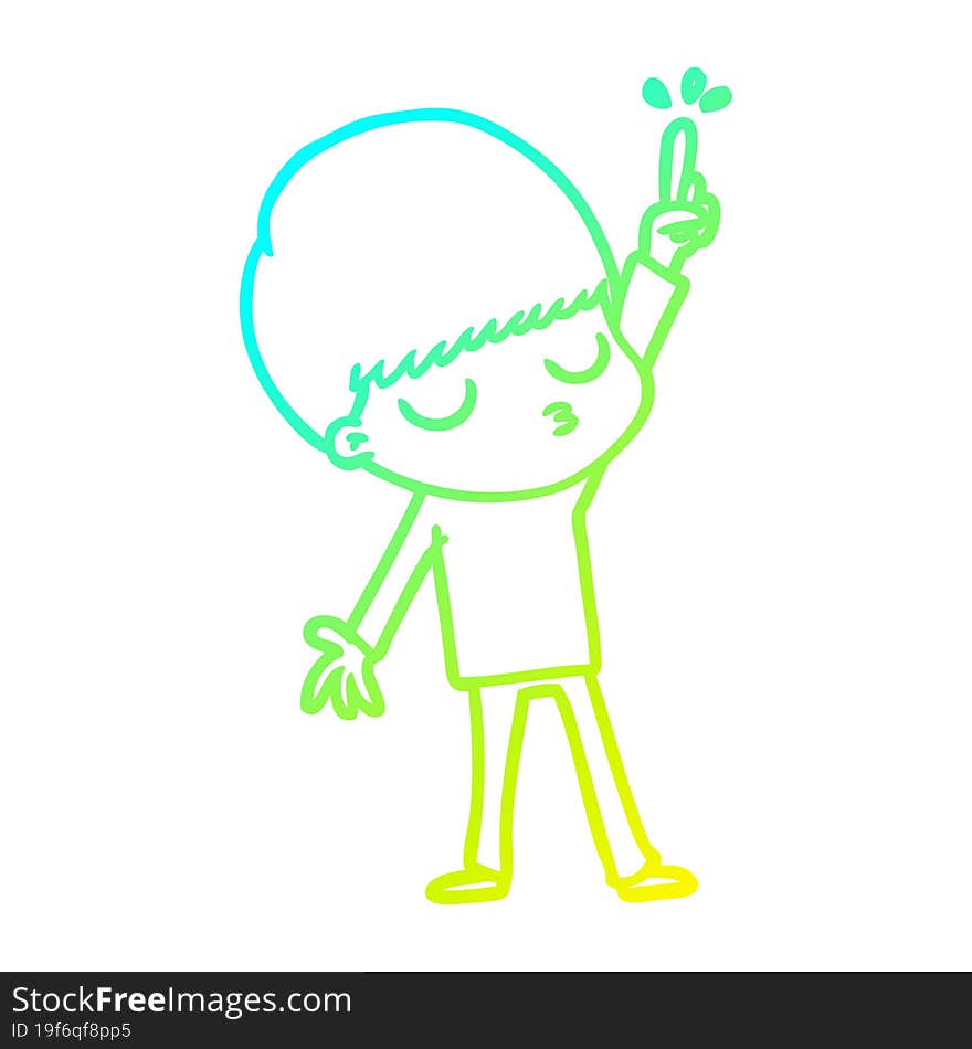 cold gradient line drawing cartoon calm boy