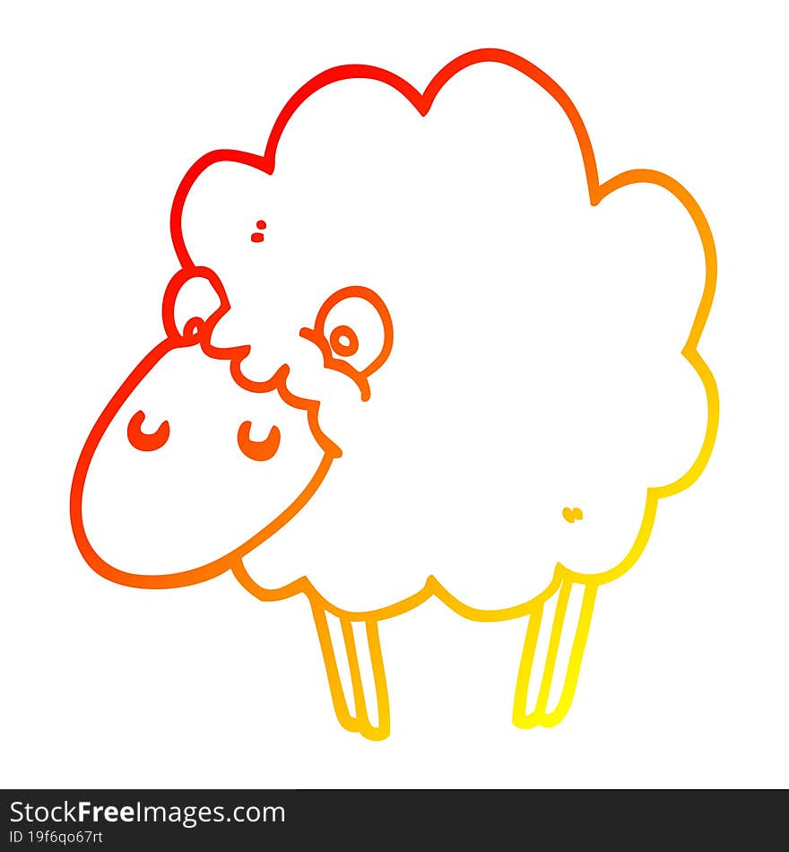 warm gradient line drawing of a cartoon sheep