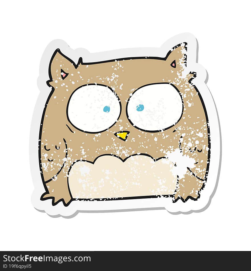 retro distressed sticker of a cartoon owl