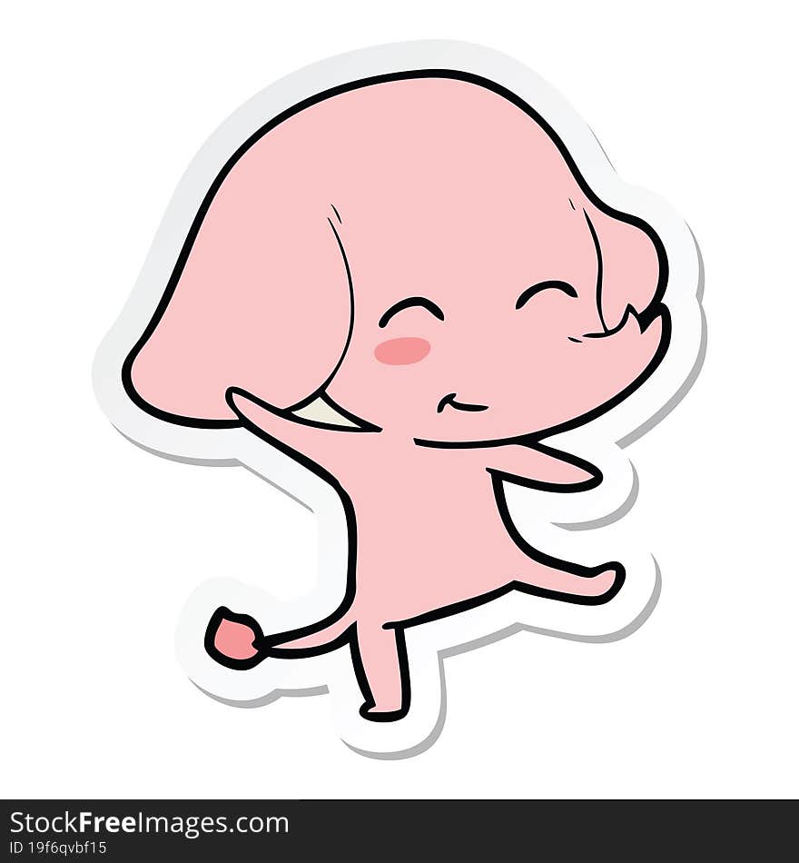 Sticker Of A Cute Cartoon Elephant Dancing