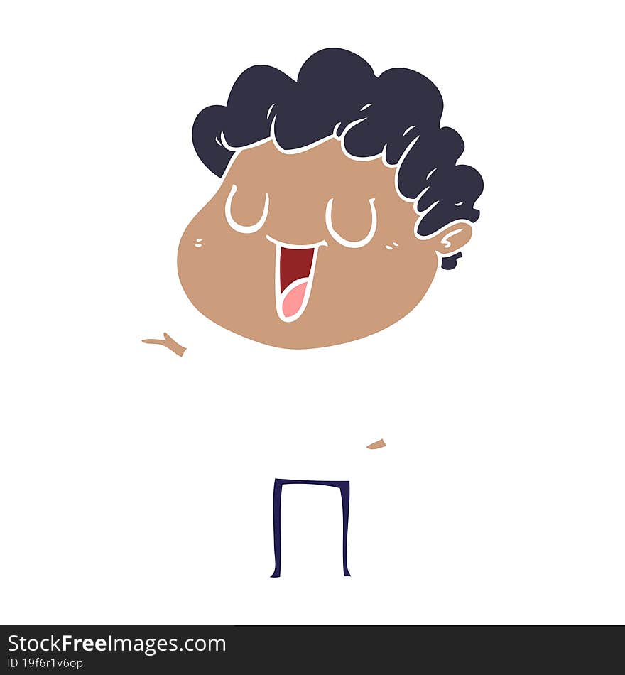 Laughing Flat Color Style Cartoon Man