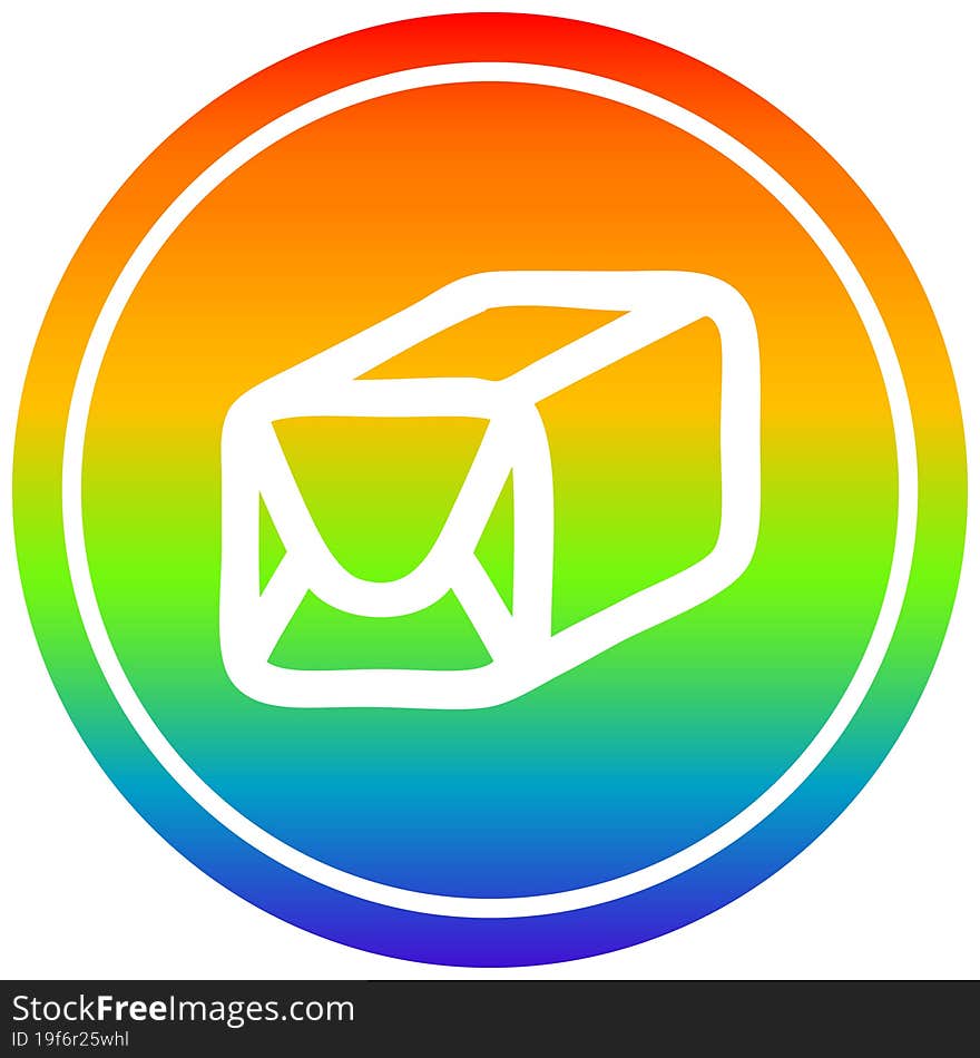 wrapped parcel circular in rainbow spectrum