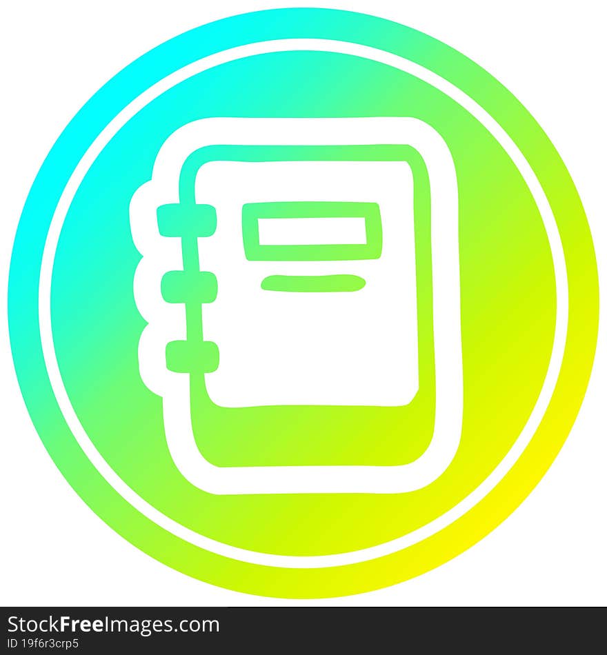 note book circular in cold gradient spectrum