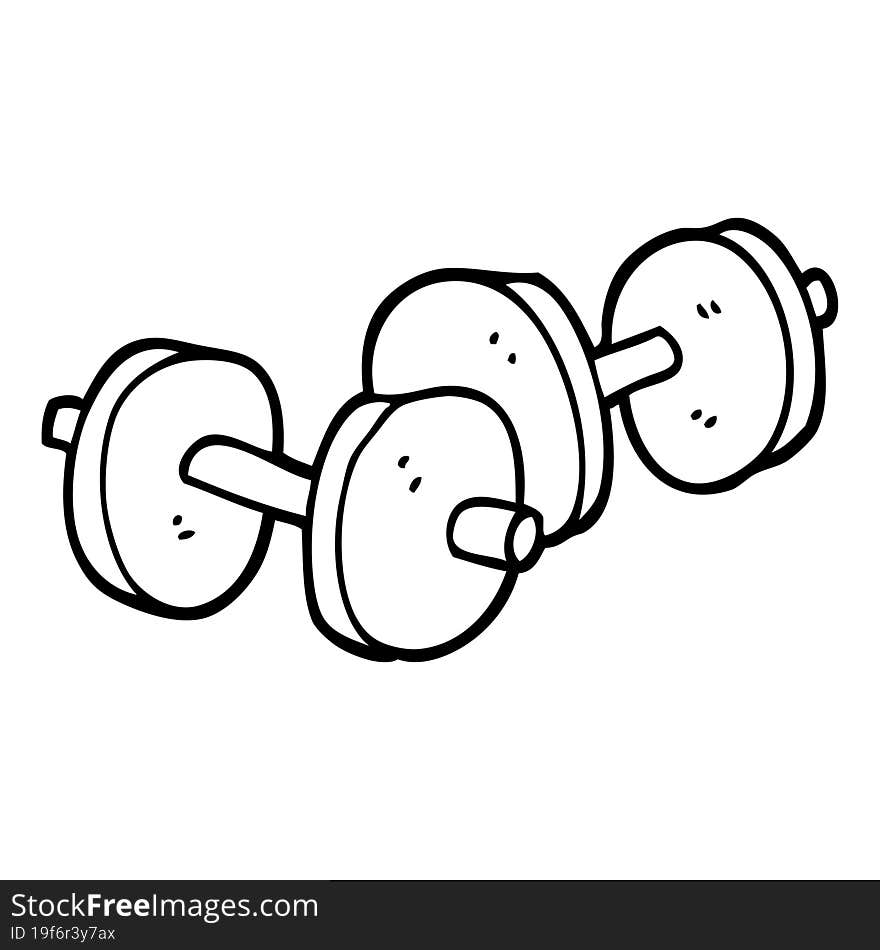 black and white cartoon pair of dumbbells