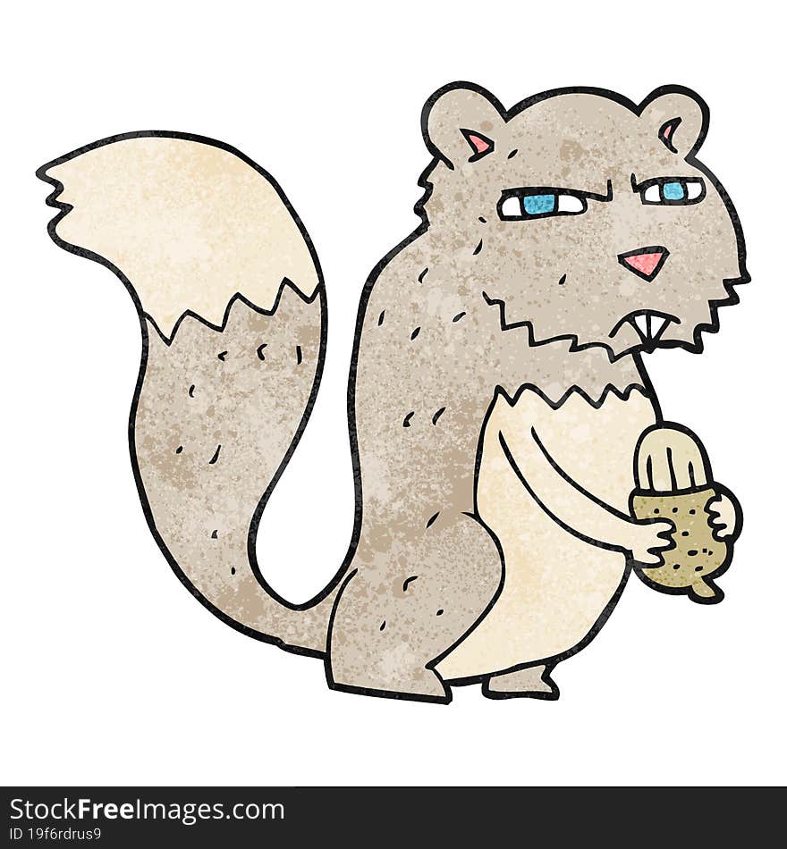 textured cartoon angry squirrel with nut