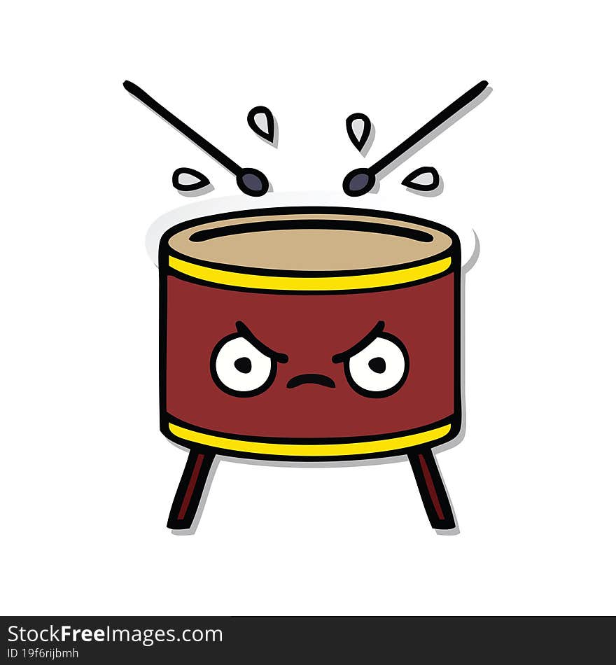 sticker of a cute cartoon drum