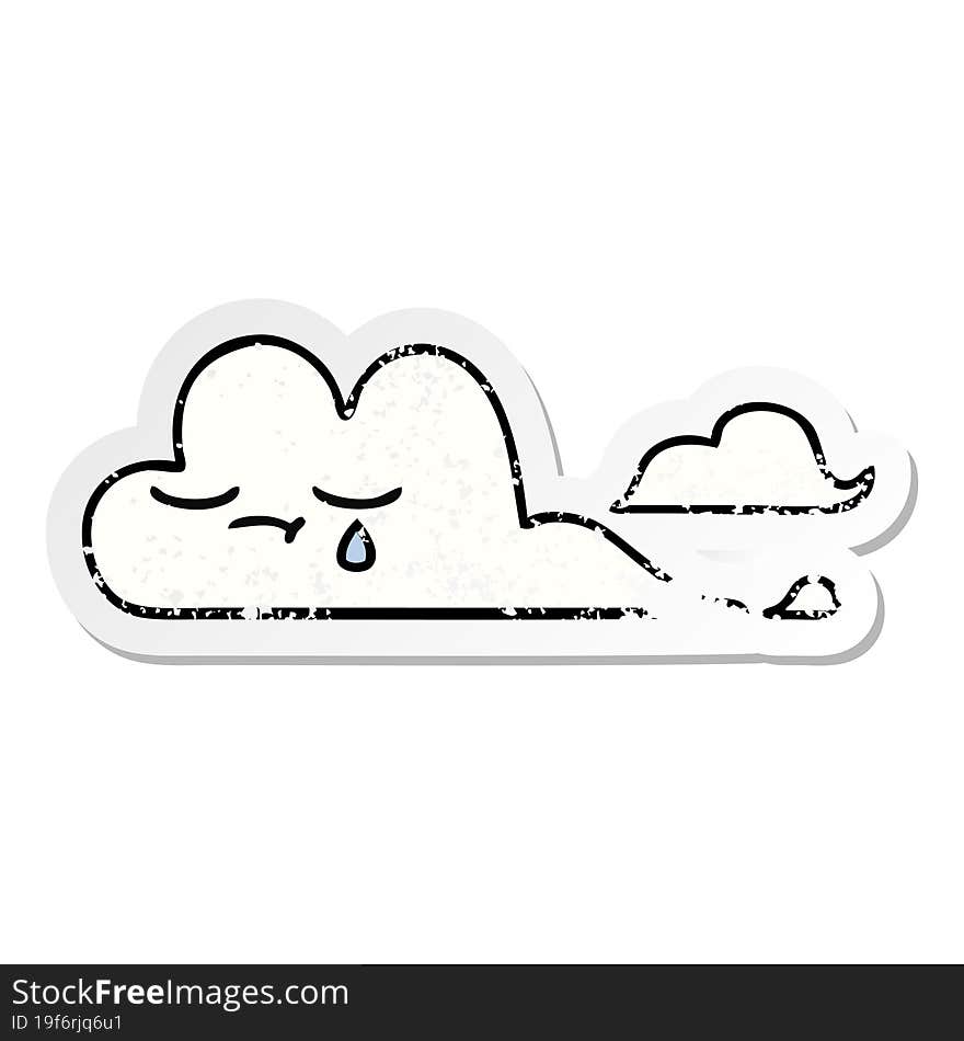 distressed sticker of a cute cartoon white cloud