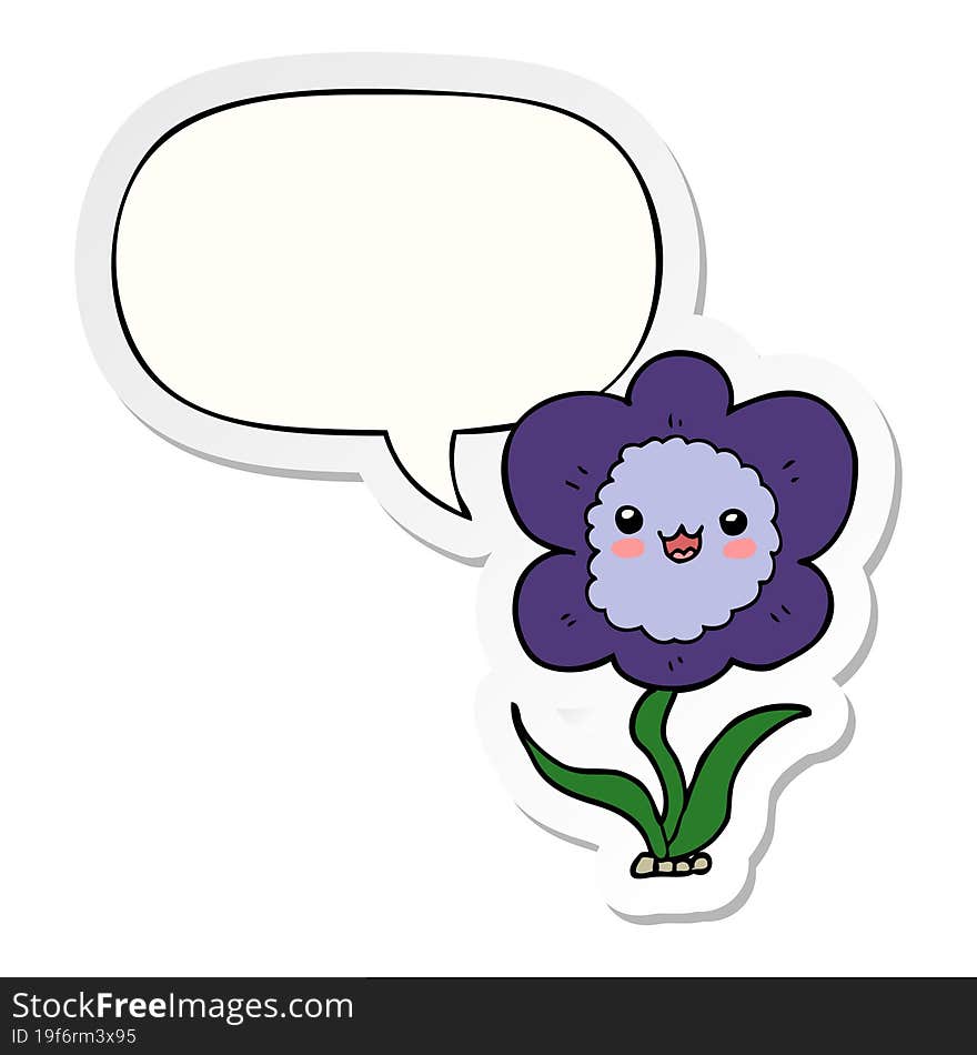 cartoon flower and speech bubble sticker