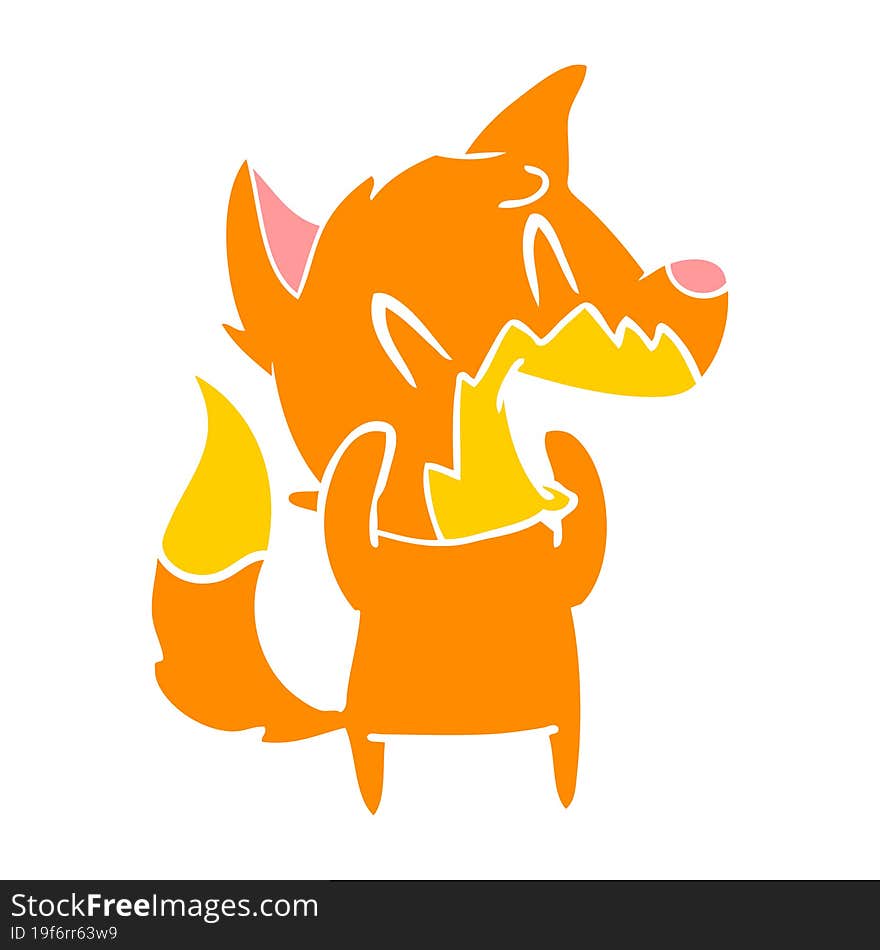 Laughing Fox Flat Color Style Cartoon