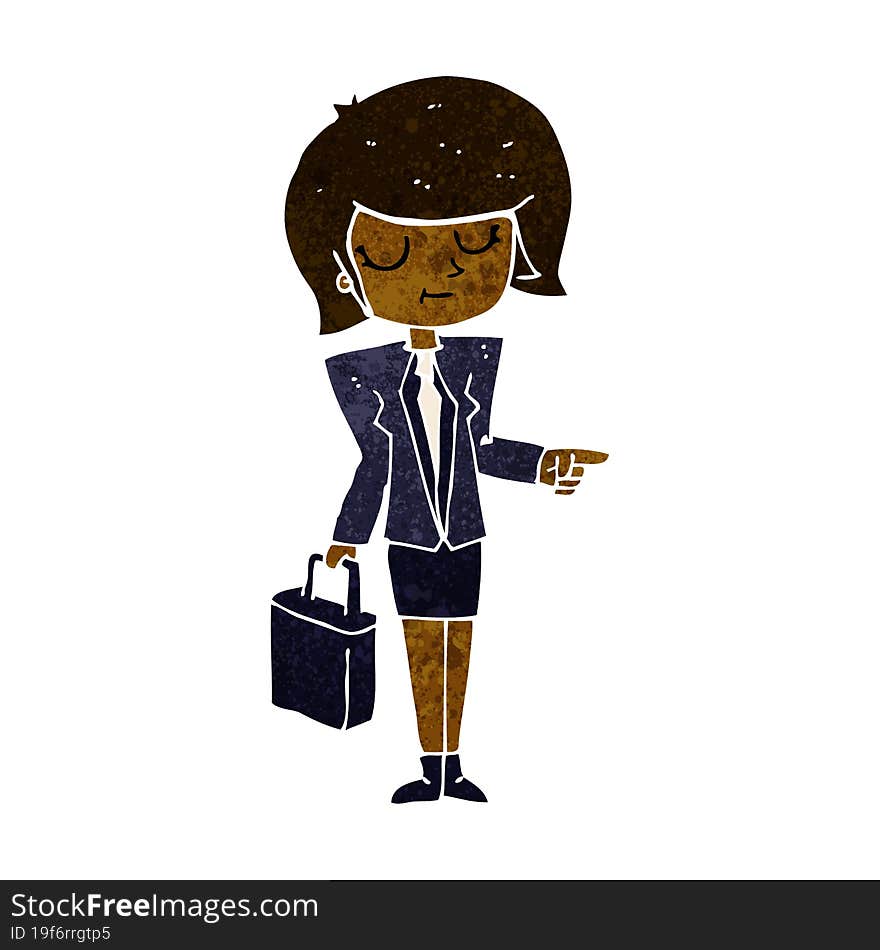 cartoon businesswoman pointing