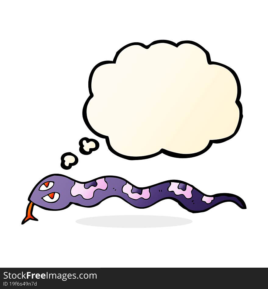 cartoon hissing snake with thought bubble