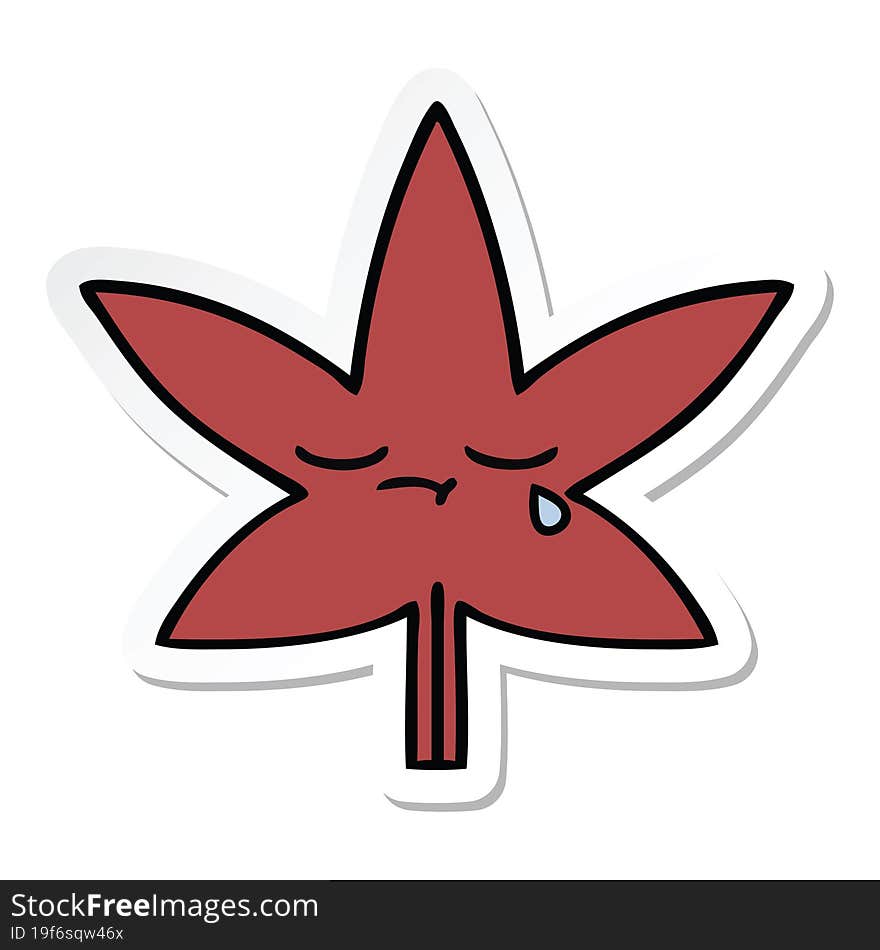 sticker of a cute cartoon autumnal leaf