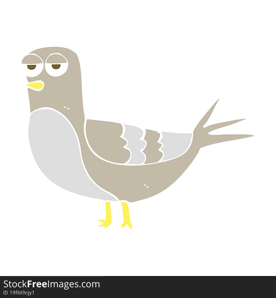 Flat Color Illustration Of A Cartoon Pigeon