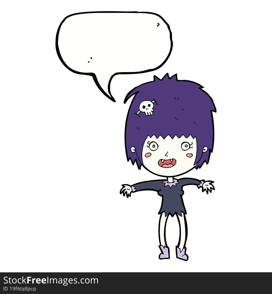 Cartoon Vampire Girl With Speech Bubble