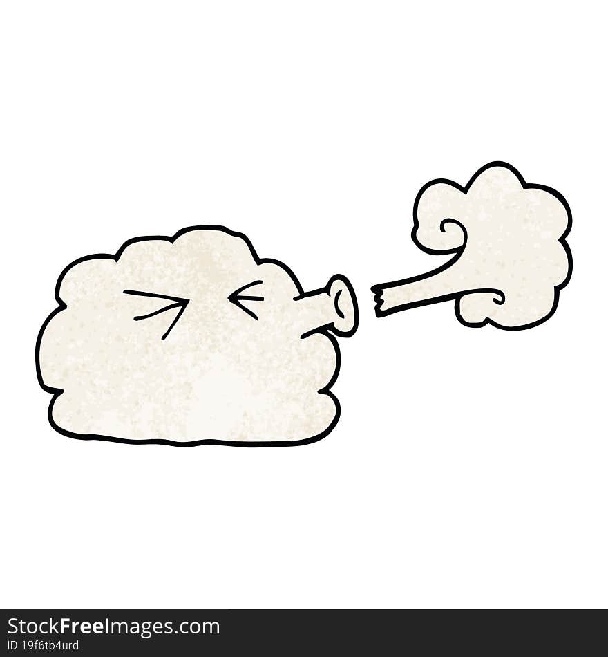 cartoon doodle cloud blowing a gale