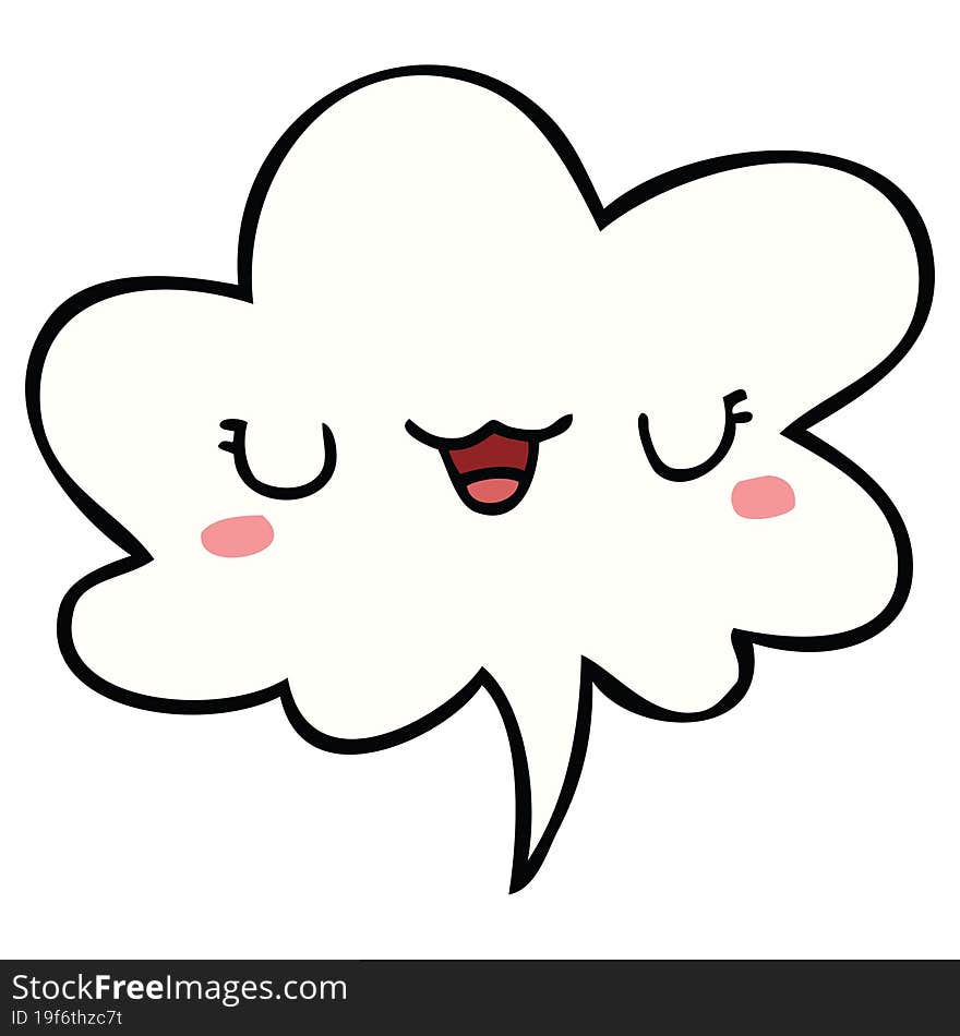 Cute Cartoon Face And Speech Bubble