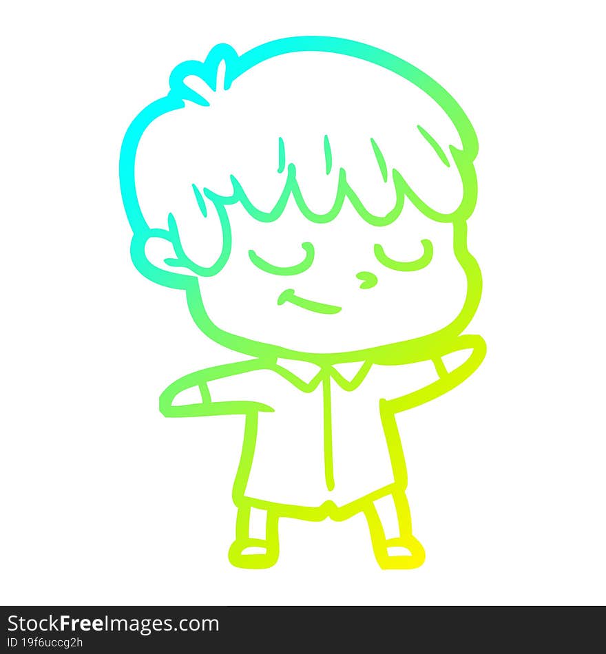 cold gradient line drawing cartoon happy boy