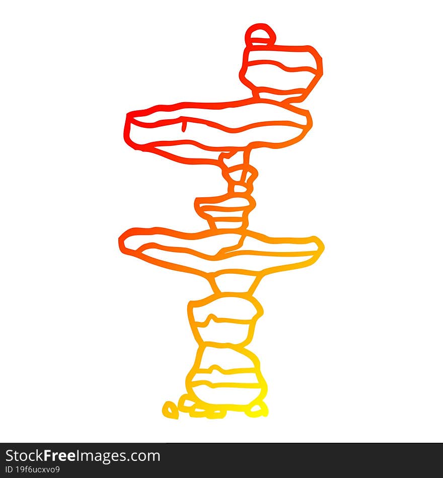 warm gradient line drawing cartoon boulders