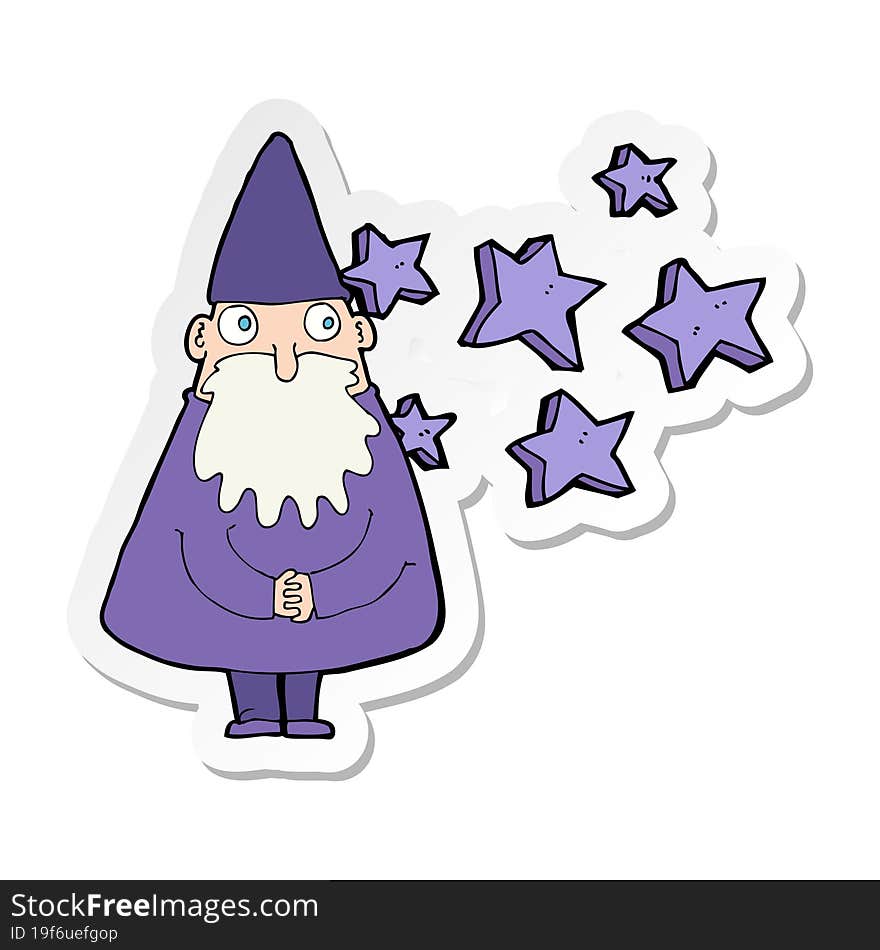 sticker of a cartoon wizard